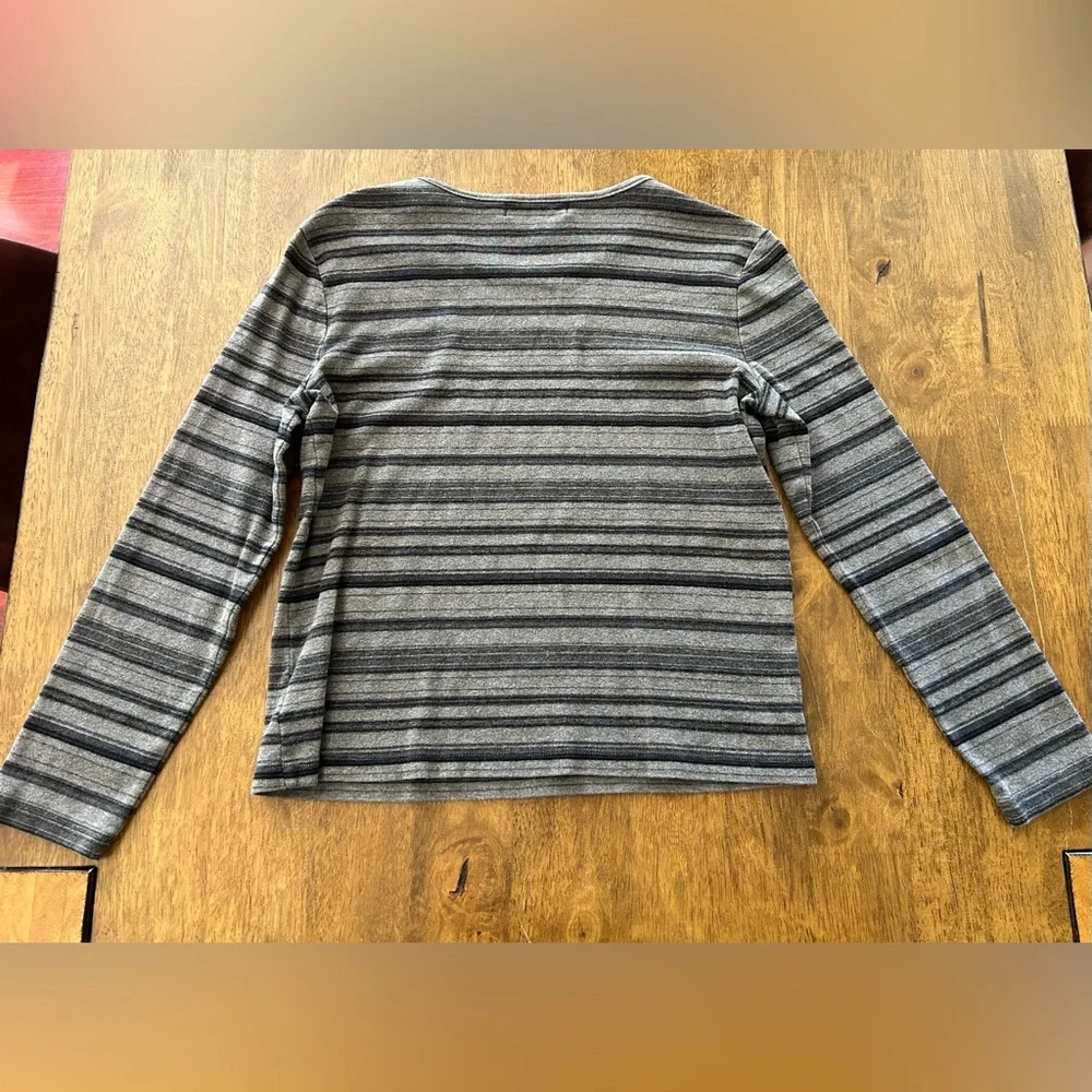 Ralph Lauren 100% Cotton Gray Striped Top (Size P/M) - Picture 7 of 11